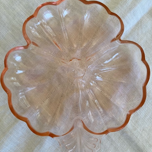 1930s Jeanette Doric Pink 3 Part Clover Candy Dish - Picture 1 of 14